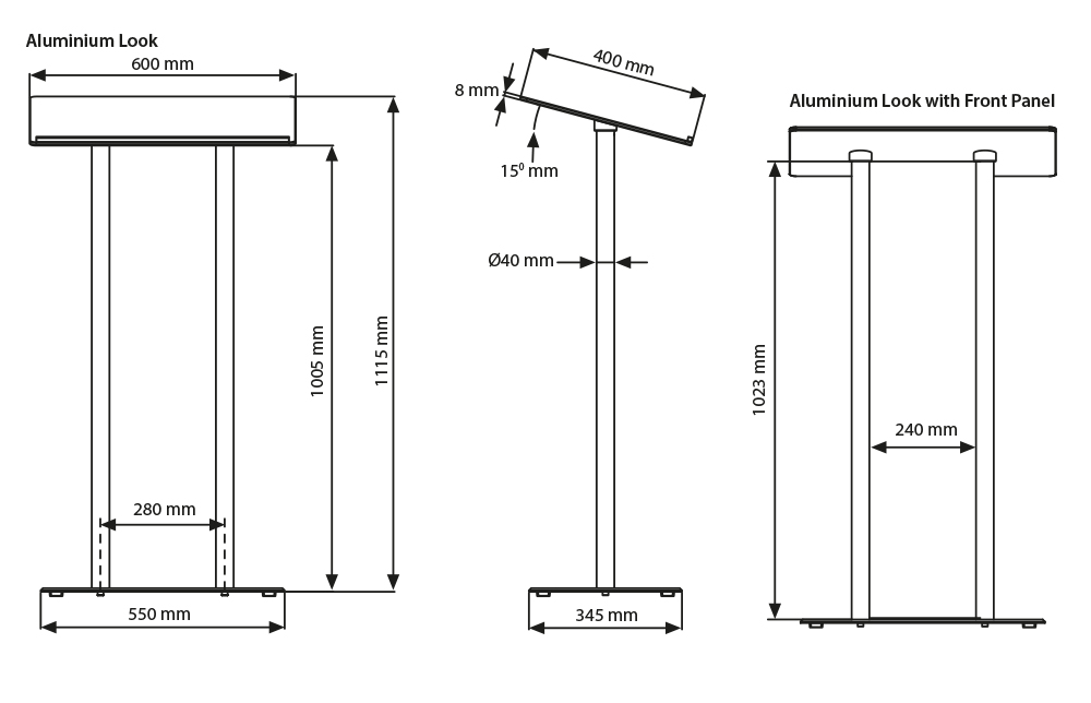 Tempered Glass Podium With Front Panel MT Displays