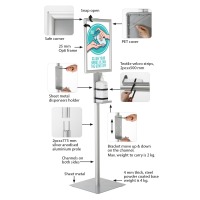 Floor Stand for Hand Sanitizer Dispensers with A3 Opti Frame