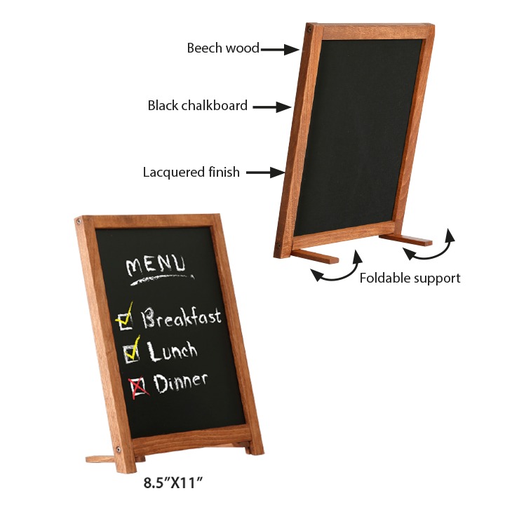 Details about   M&T Displays Slide-In Wooden Frame with Double Sided Chalkboard Natural Wood 