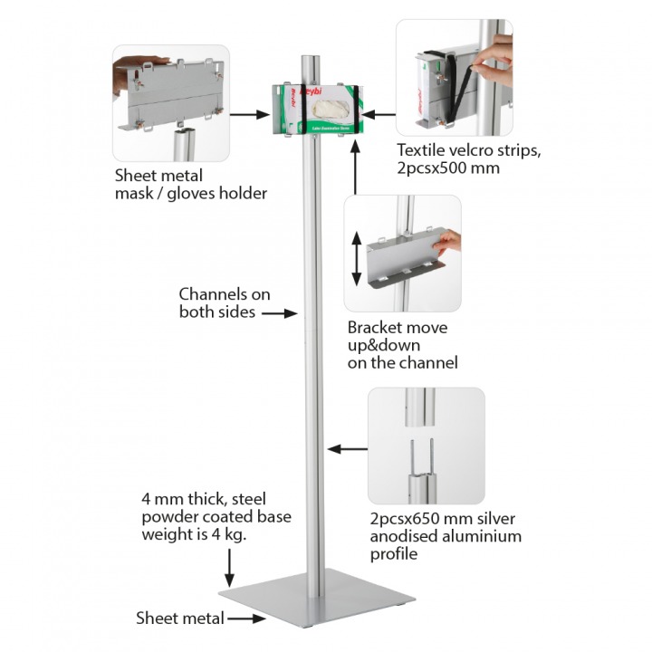 Floor Stand for Healthcare Dispensers in Box MT Displays