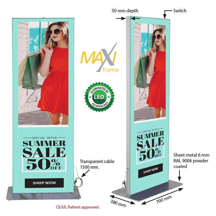 Led Totem Frame Maxi Frame Totem with LED Double Sided - MT Displays
